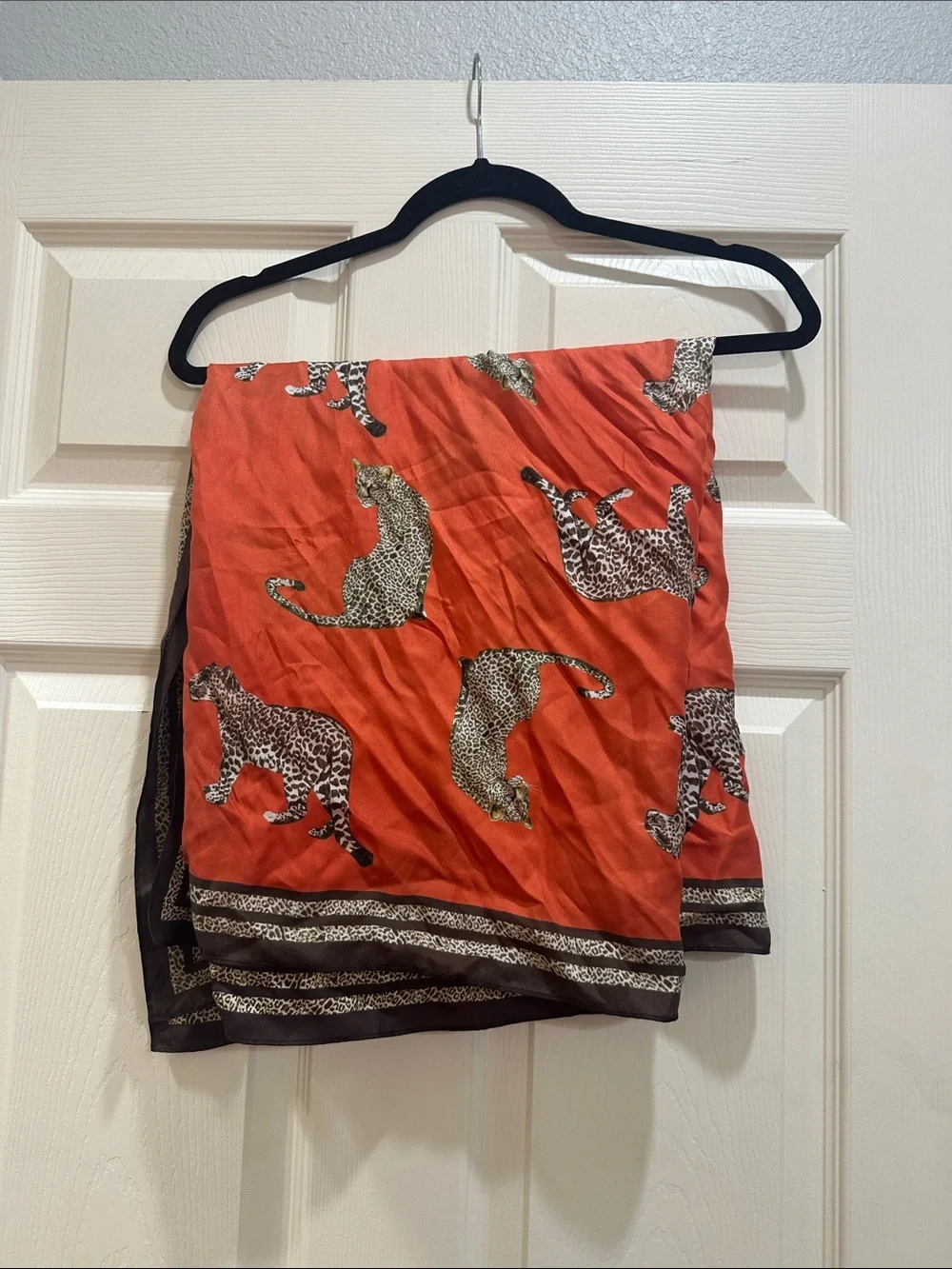 Leopard Print Orange Silk Scarf by Cabi